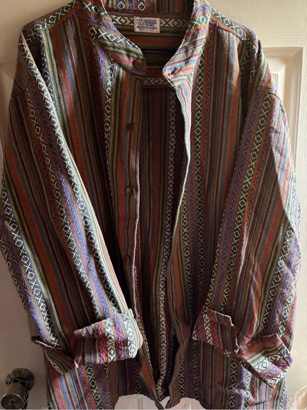 Boho Striped Lightweight Men's Shirt Jacket - Multicolor